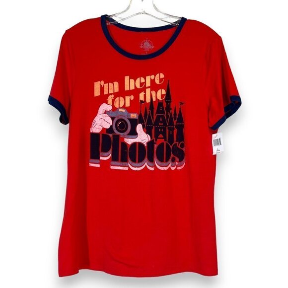 Disneyland T-Shirt Top Graphic Red I'm Here for the Photos Large - Picture 1 of 7
